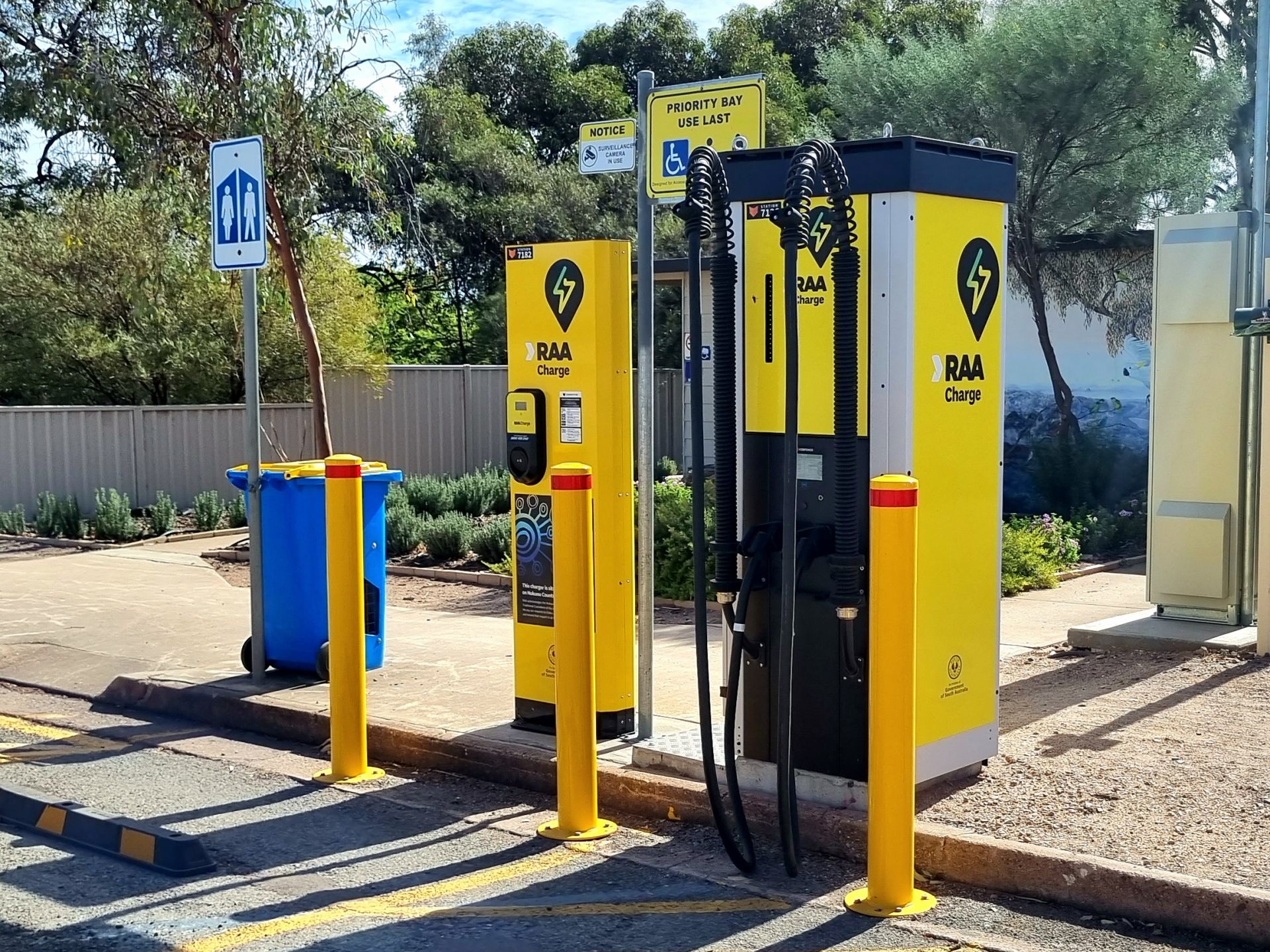 Bright yellow RAA charging station