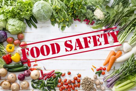 Border of fresh produced around the text FOOD SAFETY.